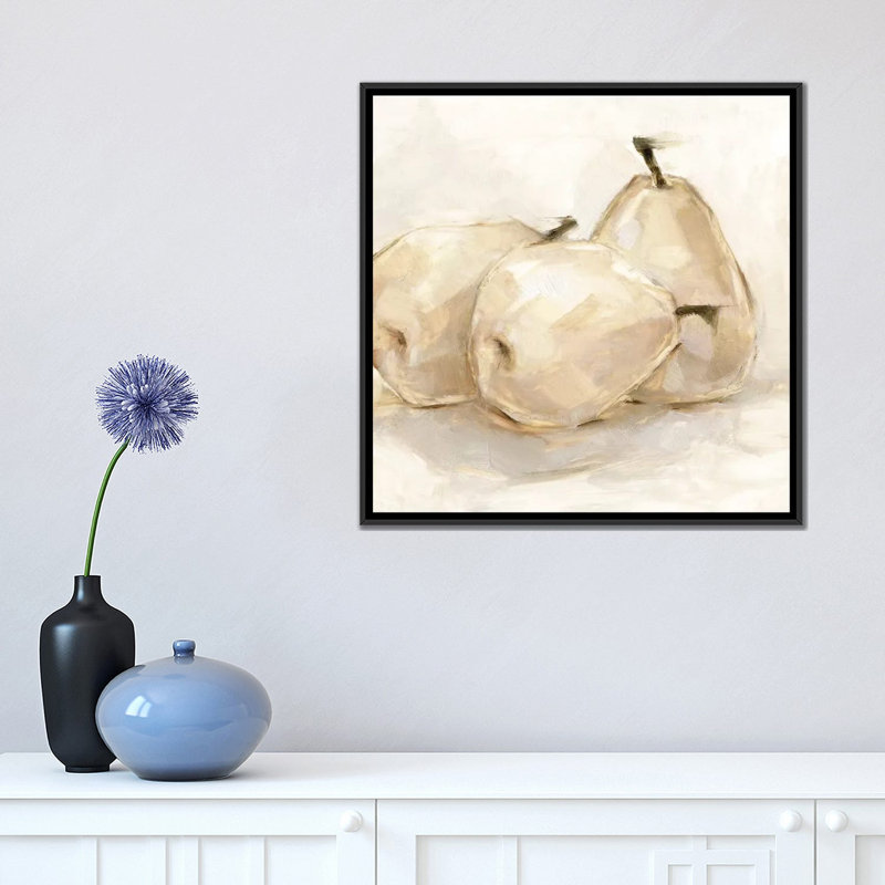 "White PEAR Study II" par Ethan Harper, reproduction d’art, H 18 po x l 18 po x P 1,5 po, Toile avec cadre noir, Aucun mat