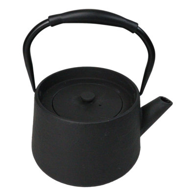 Black Modern Straight Edge Design Tetsubin Larger Cast Iron Teapot 33oz