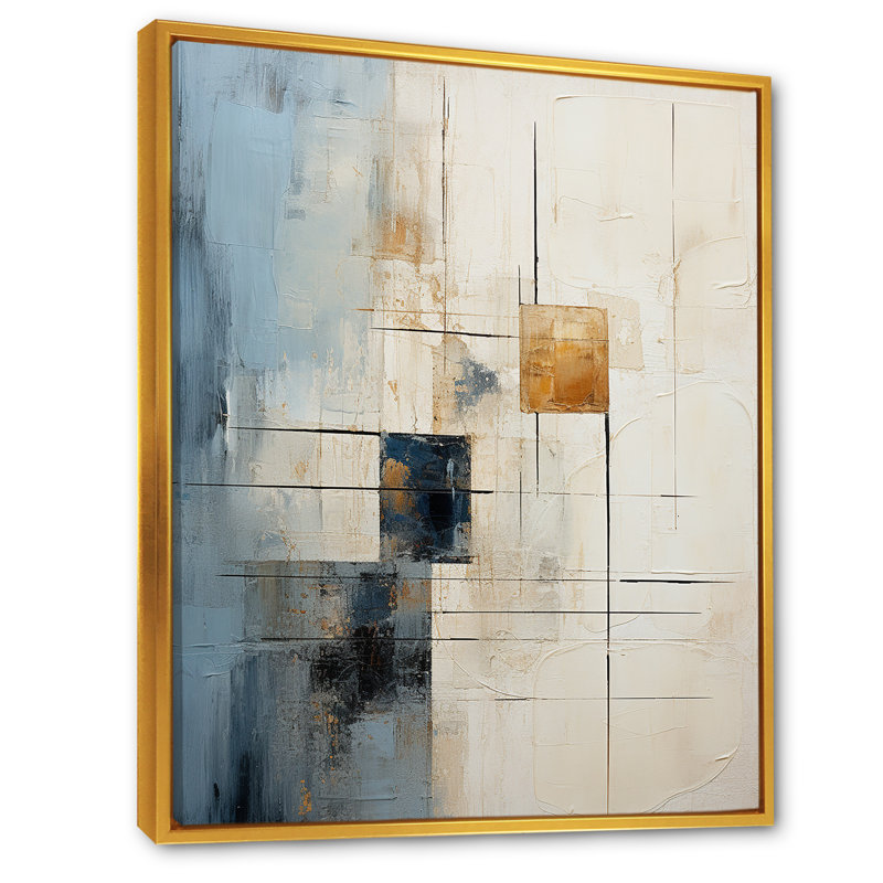 «Geometric Christianity Cross Collage», reproduction d'art abstrait mural, Cadre flottant doré, H 32 po x l 24 po x P 1 po