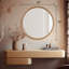 Wood Round Wall Mirror for Bathroom Bedroom Vanity Home Decoration-88364435-90993439