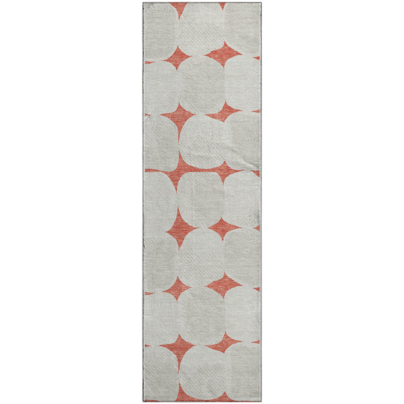 Premium Machine Washable Prisco Salmon Rug, Runner 2'3" x 7'6"