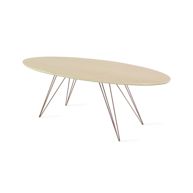 Williams Single Coffee Table, Rose Copper, 18" H x 23" W x 54" D, Maple