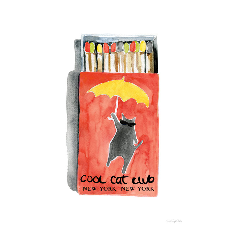 «Cool Cat Club Matches I» sur toile, H 18 po x l 12 po x P 1,25 po