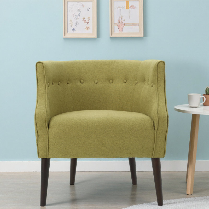 Kamdyn 73.03Cm Wide Tufted Barrel Chair, Green Polyester