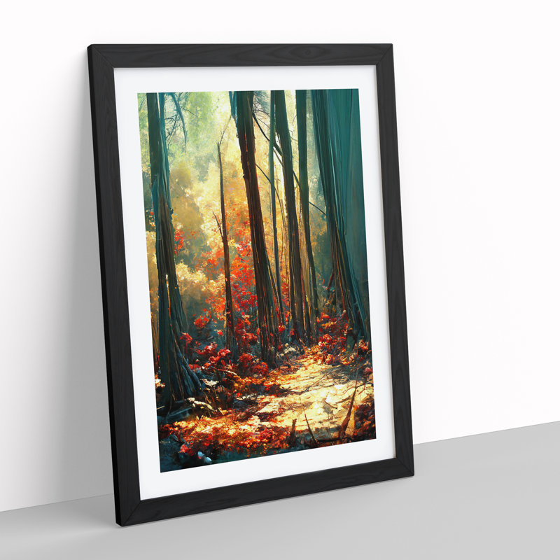 XV1022-3327X Painted Forest No.3 Abstract - Single Picture Frame Print, 64cm H x 46cm W x 2cm D, Black