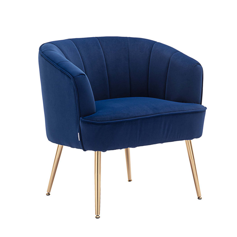 Efthemia Velvet Barrel Chair, Navy Velvet