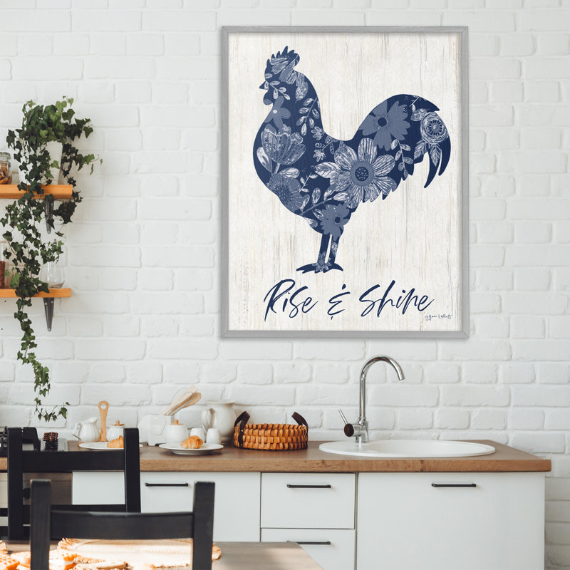 Impression florale de coq floral Rise & Shine, conception par Annie Lapoint, Estampe numérique Farmhouse, H 30 po x l 24 po
