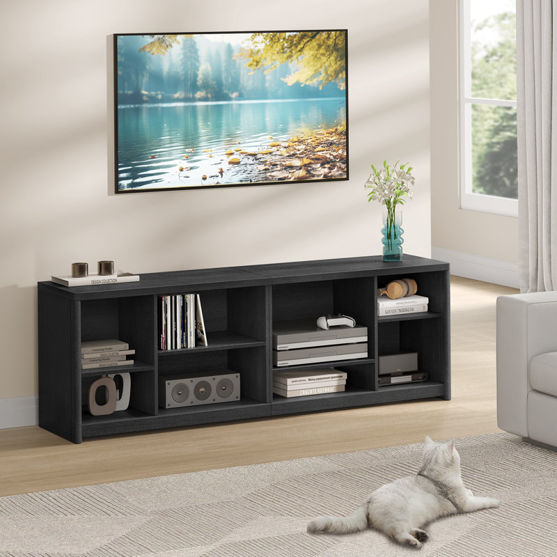 Tv Cabinet With Storage Shelves, Black