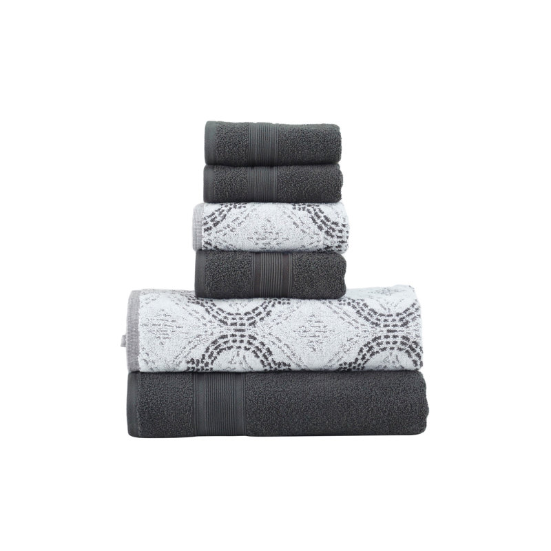 Modern Threads Capri 6-Piece Reversible Yarn Dyed Jacquard Towel Set - Bath Towels, Hand Towels, & Washcloths - Super Absorbent & Quick Dry