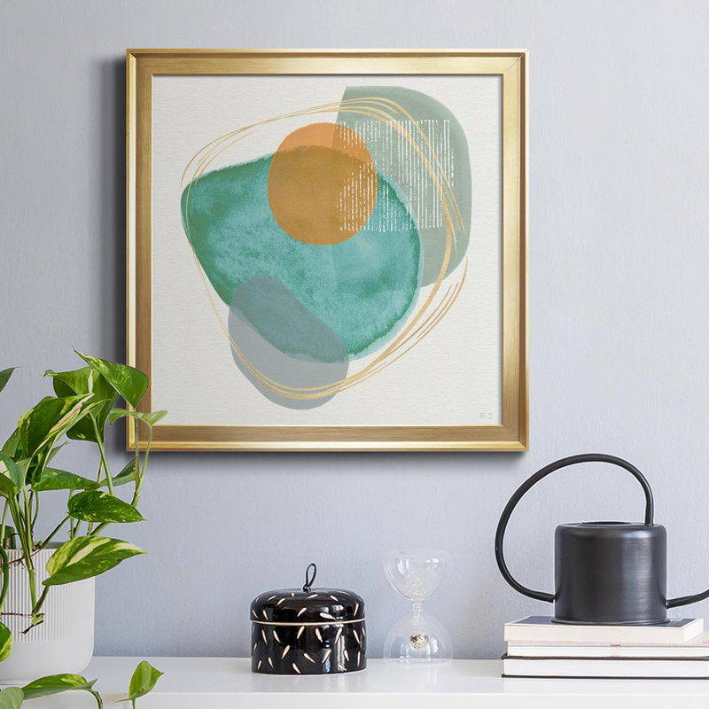 River Jewels I - Single Picture Frame Painting on Canvas, Gold Framed Canvas, 24" H x 24" W x 1" D