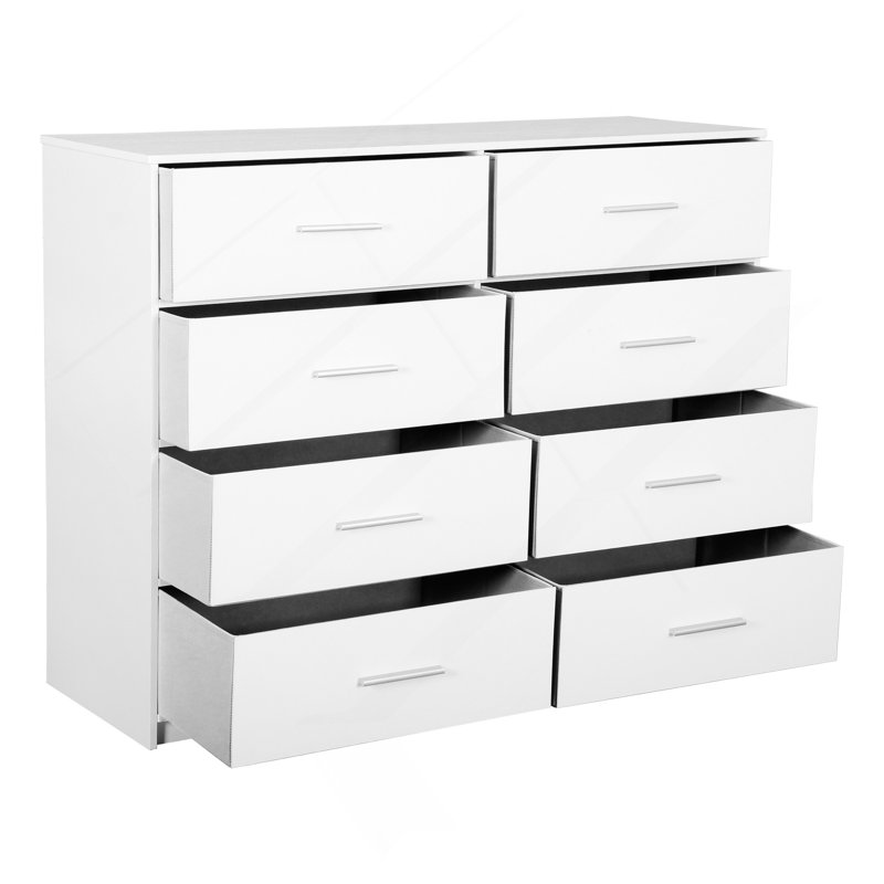 8-Drawer Dresser With Large Fabric Drawers, White, White