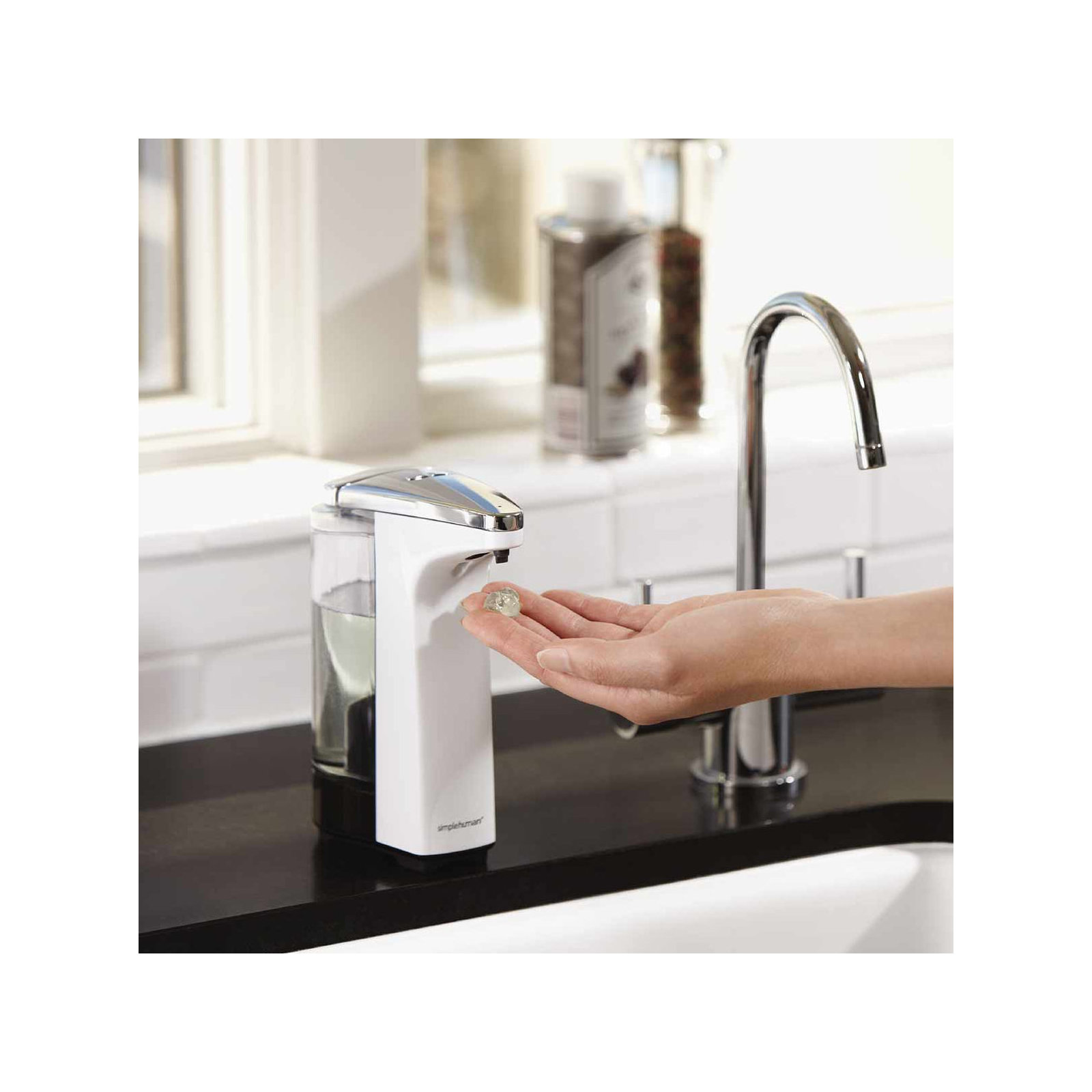 Simplehuman 8 oz. Touch-Free Sensor Liquid Soap Pump Dispenser with Soap Sample, White