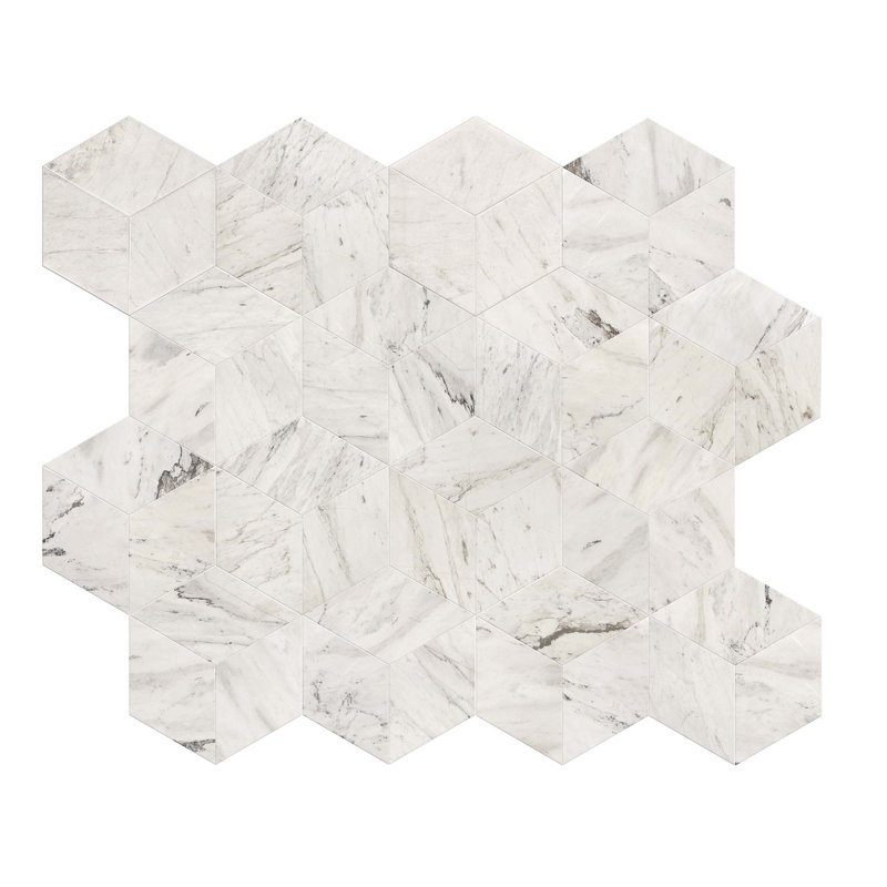 Carreau de marbre hexagonal naturel poli pour mur et plancher, 1 boîte de 12 pièces