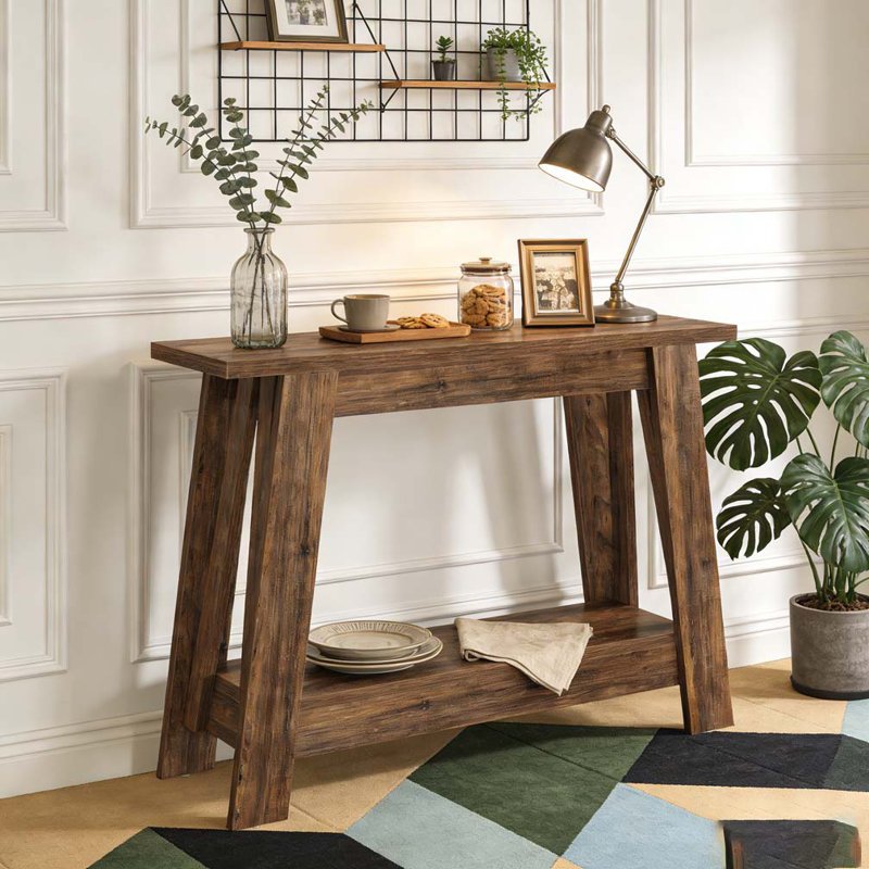 2-Tier Farmhouse Console Table Sofa Entryway Table with Storage