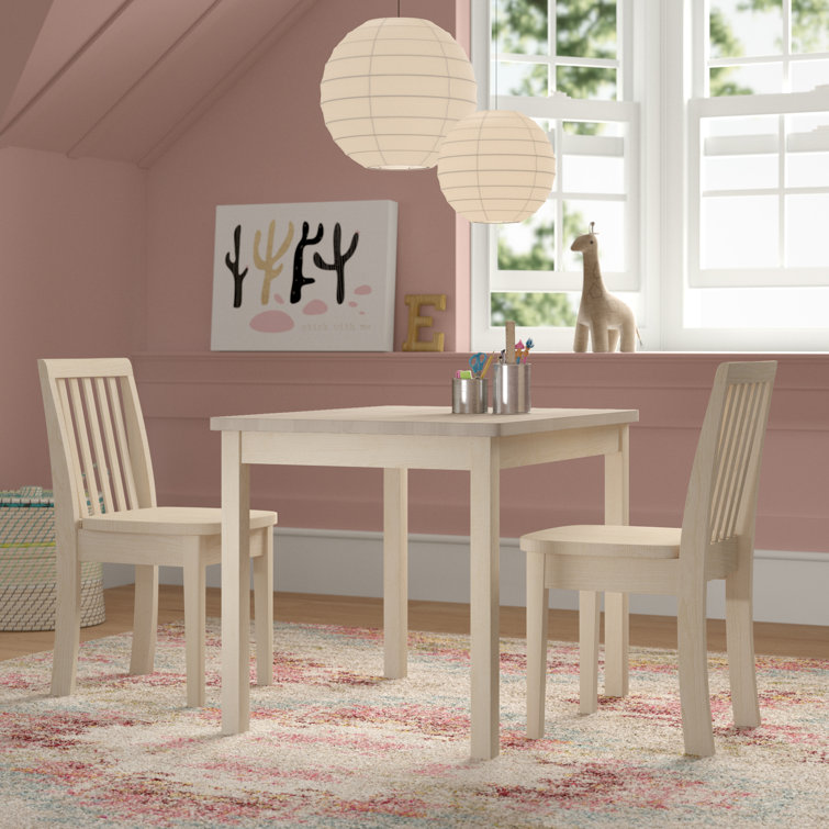 Dmitry Kids Solid Wood Rectangular Play Or Activity Table and Chair Set