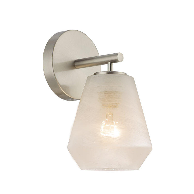 Higgins - 1-Light Wall Sconce - Wispy White Glassware Shade, Brushed Nickel