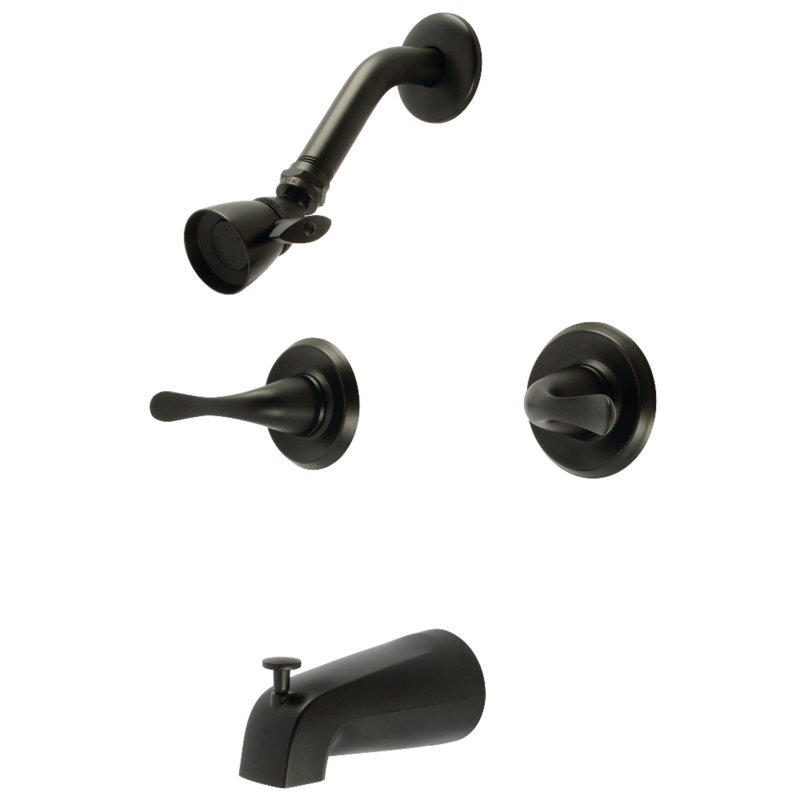 Kingston Brass Yosemite Double-Handle Tub and Shower Faucet, Matte Black