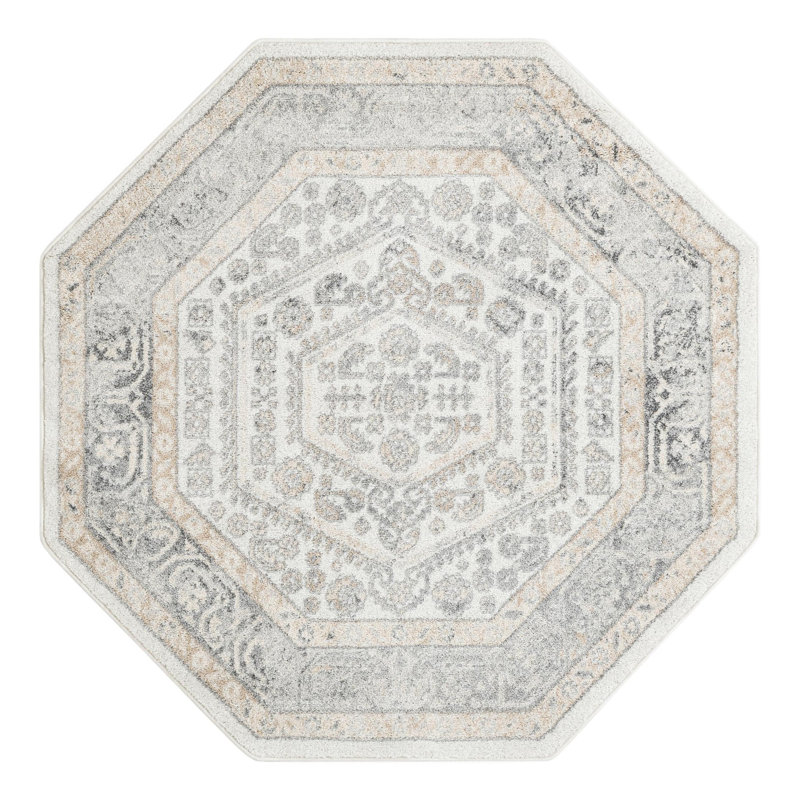 Edson Oriental Ivory Area Rug, Octagon 7'1" x 7'10"
