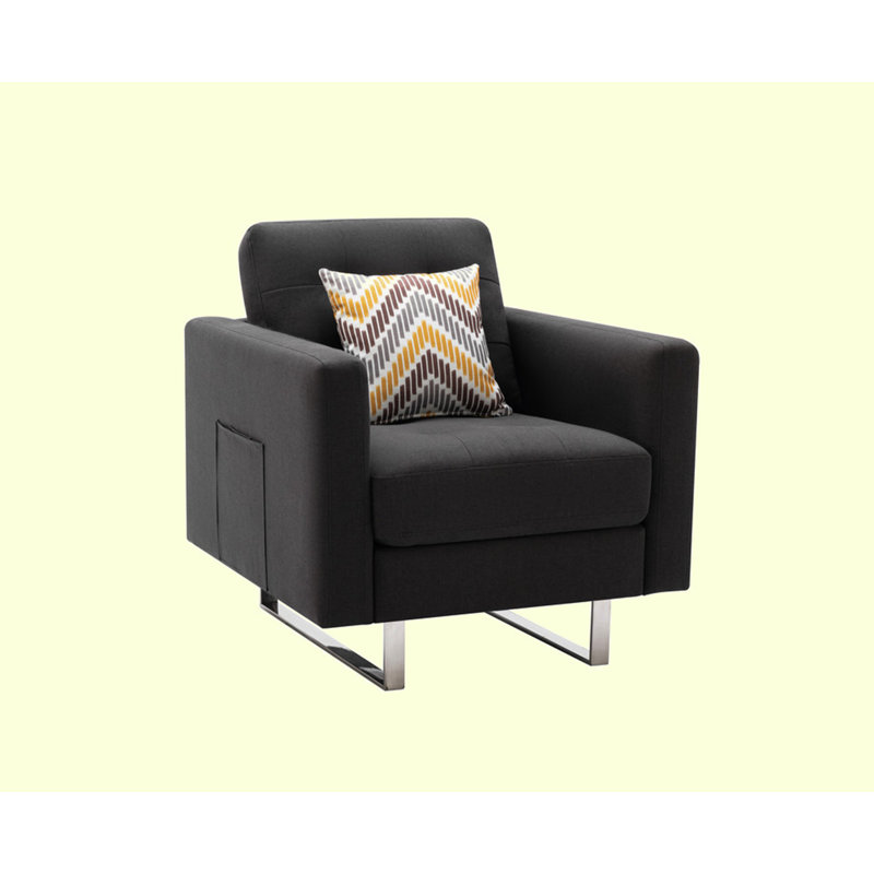 Upholstered Armchair, Dark Gray Linen