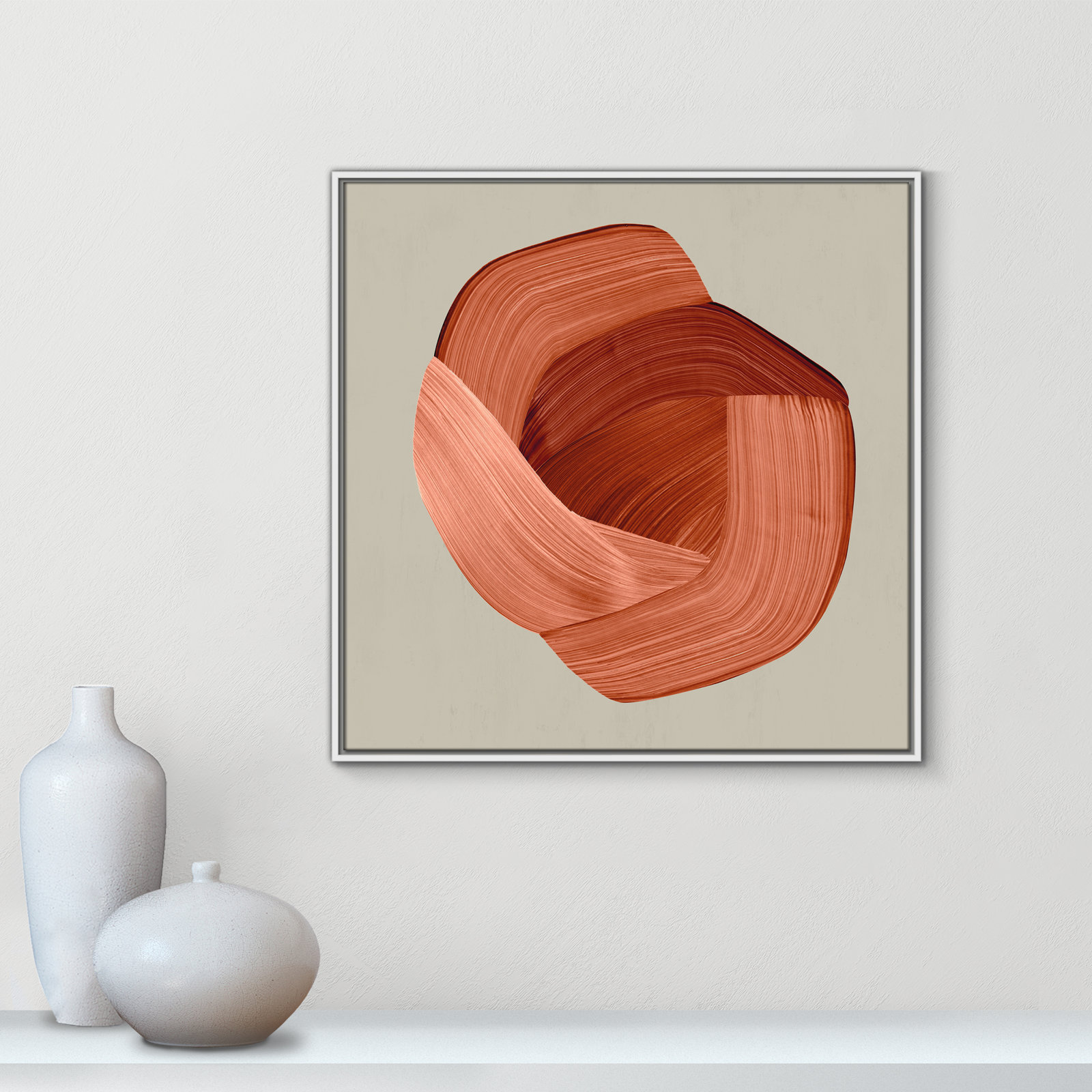 Crema - Floater Frame Painting Print on Canvas, 31.5" H x 31.5" W x 2" D, White Framed