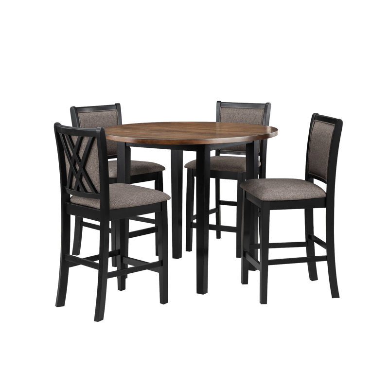 Ensemble de table de comptoir rond 5 pièces 42 po avec siège en tissu Jeremy