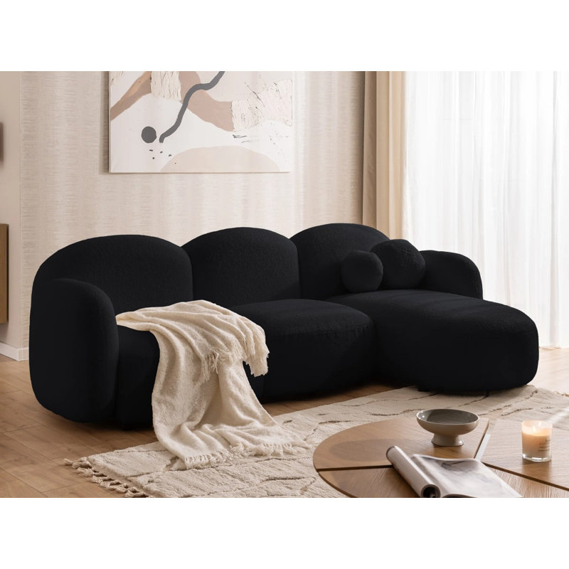 Nuvola 5 Seater Boucle Corner Sofa, Right-Hand Facing, Black