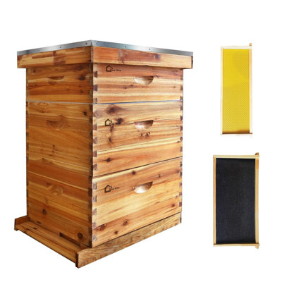 Ensemble complet de 10 ruches, ruches enduites de cire, 2 boîtes profondes et 1 boîte moyenne
