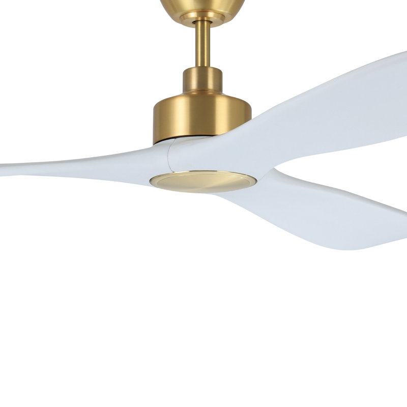 Zionne Ceiling Fan, Satin Brass, White, 80" H x 72" W x 72" D