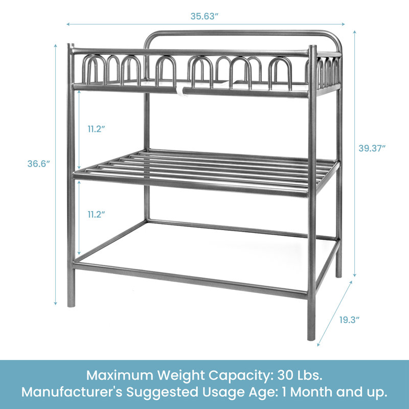 Cathrine Changing Table and Changing Pad, Gray