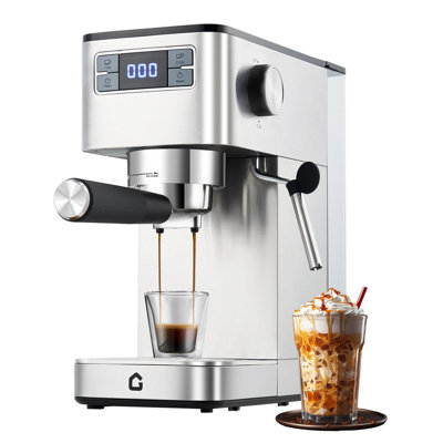Upgraded 20 Bar Espresso Machine – Stainless Steel with Steam Milk Frother, Removable Water Tank, Compact Design, Professional Home Barista Coffee Maker (Silver)