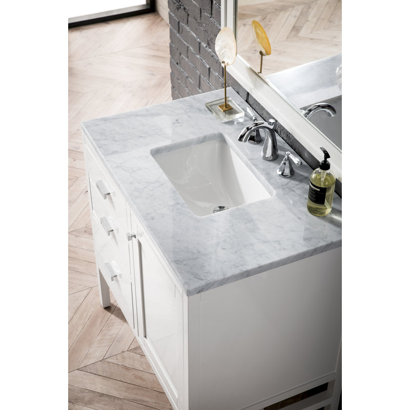 Addison 36'' W Vanity, Carrara White, 8" Widespread, Glossy White