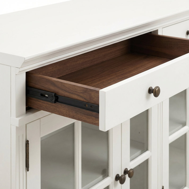 Solid Wood Sideboard Cabinet TV Console Pine Wood, White