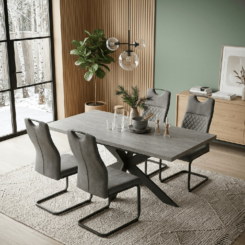Bolanger 170 cm Extendable Rectangular Dining Table with Steel Base