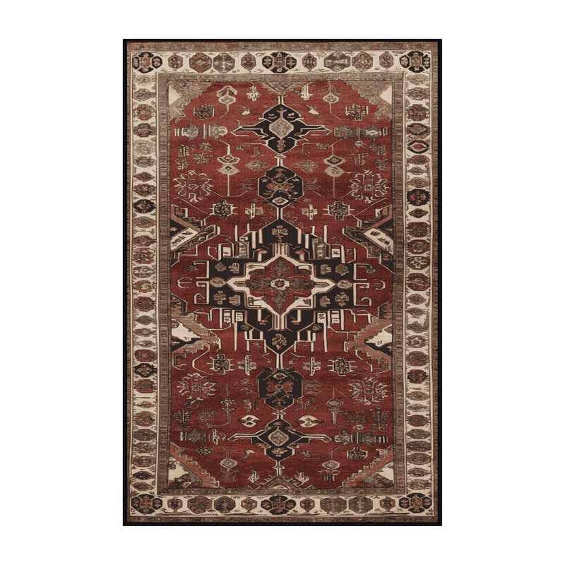 Tapis persan noir lavable à la machine, Rectangle 7 pi x 9 pi