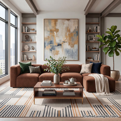 Canapé modulaire en L en velours modulaire avec repose-pieds, siège profond pour appartements et petits espaces de vie