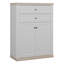 Modern Cottage Style Cabinet Unit, Double Doors, 2 Drawers, Engineered Wood, White/Light Oak Decor, 92.9 cm W x 127.4 cm H x 43.5 cm D