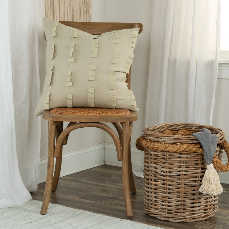 Housse de coussin en coton carrée/insert, Naturel
