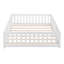 Lit simple au sol avec porte et garde-corps de sécurité, structure en bois de pin massif pour le style Ren, profil bas, blanc-118037757-118037758