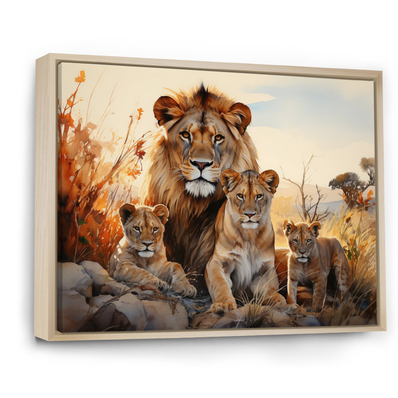 «African Shades Of Loins» sur toile, H 34 po x l 44 po x P 1,5 po, Cadre flottant érable