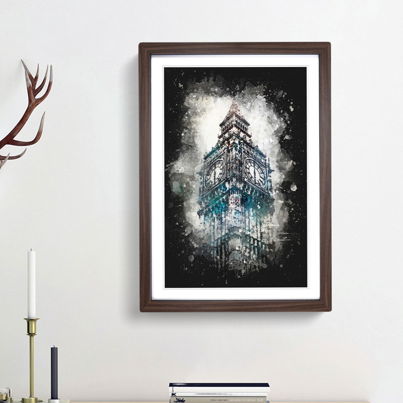 Big Ben London - Picture Frame Graphic Art Print, 87cm H x 62cm W x 2cm D, Walnut Framed