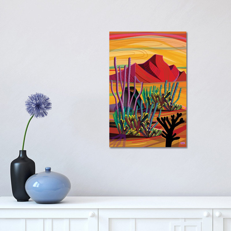 «Cactus Oasis» par Charles Harker, impression sur toile tendue, H 18 po x l 12 po x 1,5 po