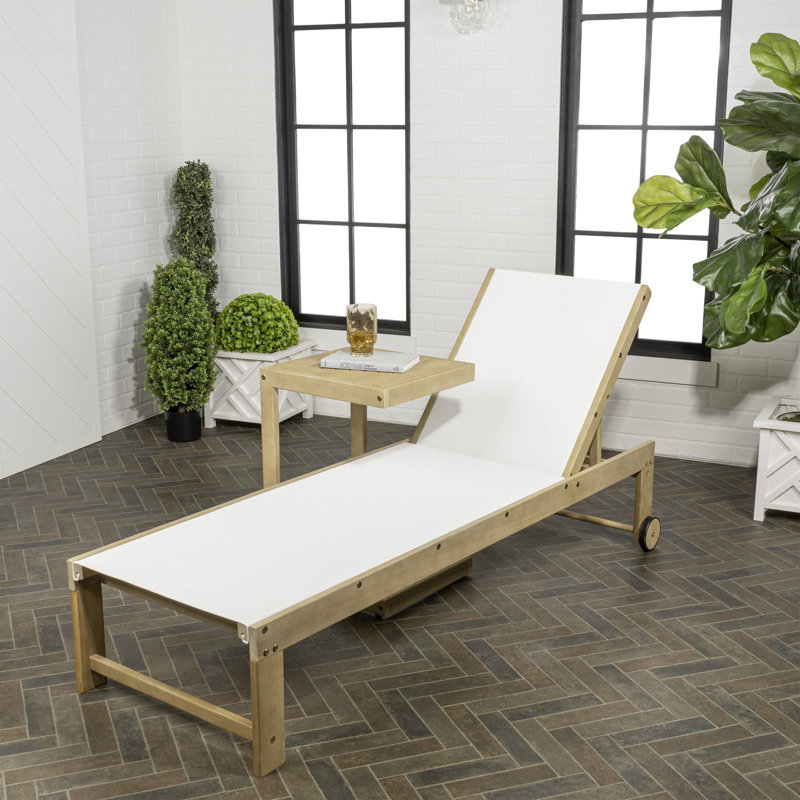Ensemble de chaise longue et de table d'appoint 2 pièces Trabuco Modern, Blanc