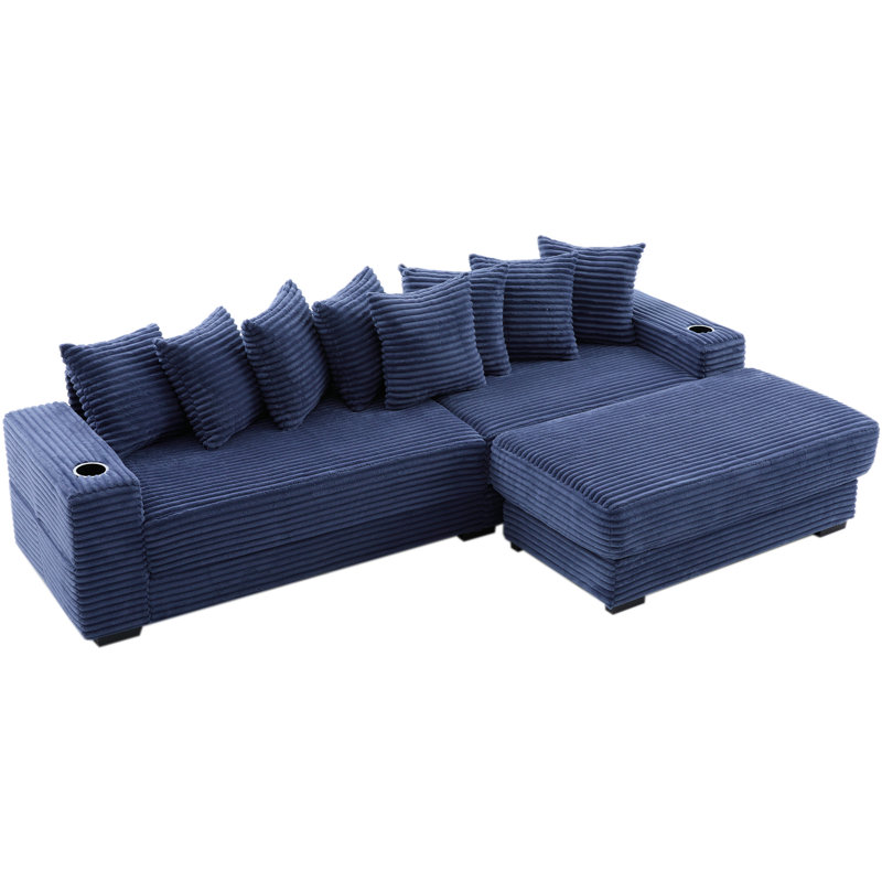 Canapé modulaire en L 110,75 po, Tissu bleu