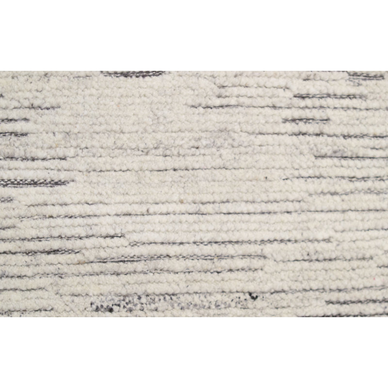 Moroccan Hand Knotted Wool Natural/Charcoal Rug