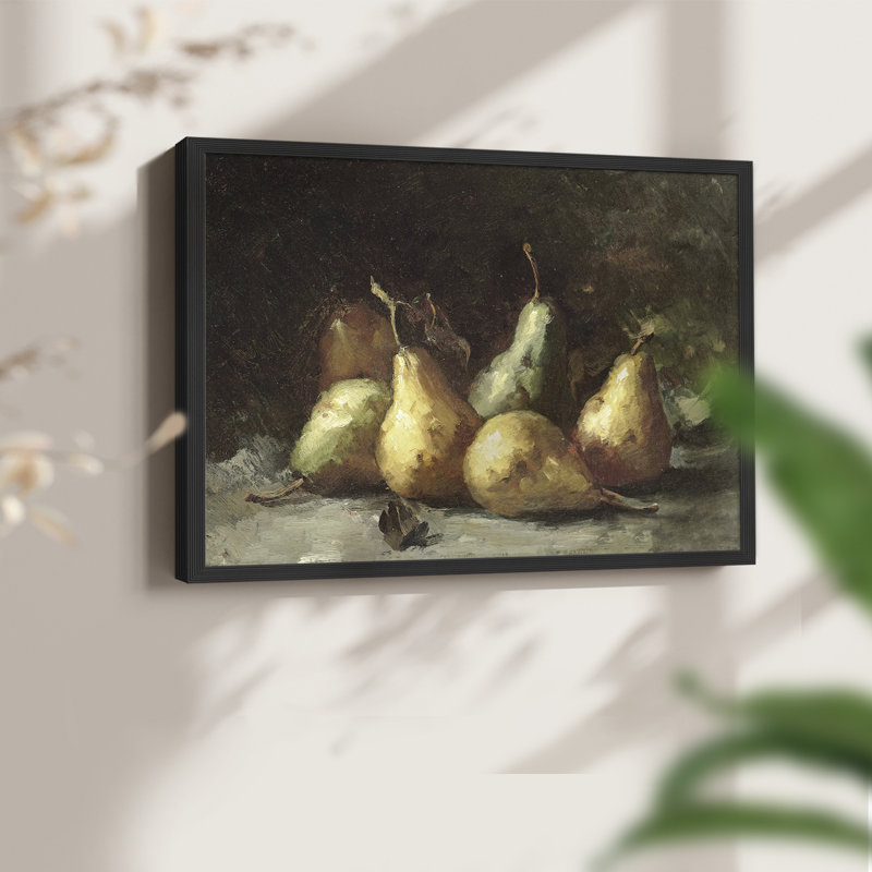 Motif floral rétro - XC III - reproduction encadrée, H 16 po x l 20 po, Noir, noir, noir, noir