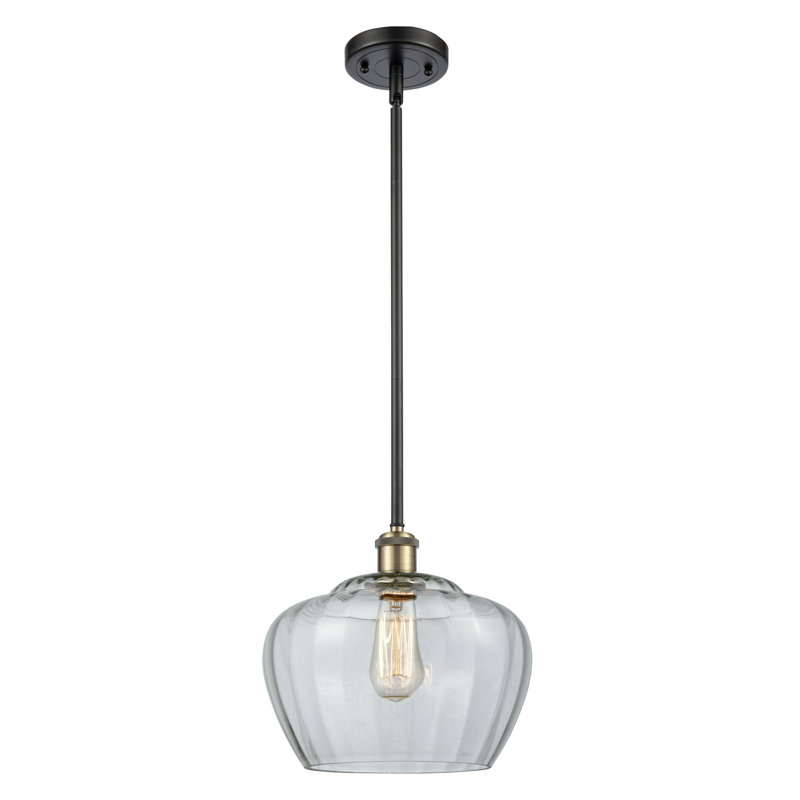 Ballston Fenton 11" - 1 Light 11" Mini Pendant, 6 Watt Vinage LED Bulb, Clear, Black Antique Brass