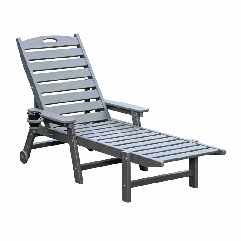 Outdoor HDPE Chaise Lounge Chair, Gray