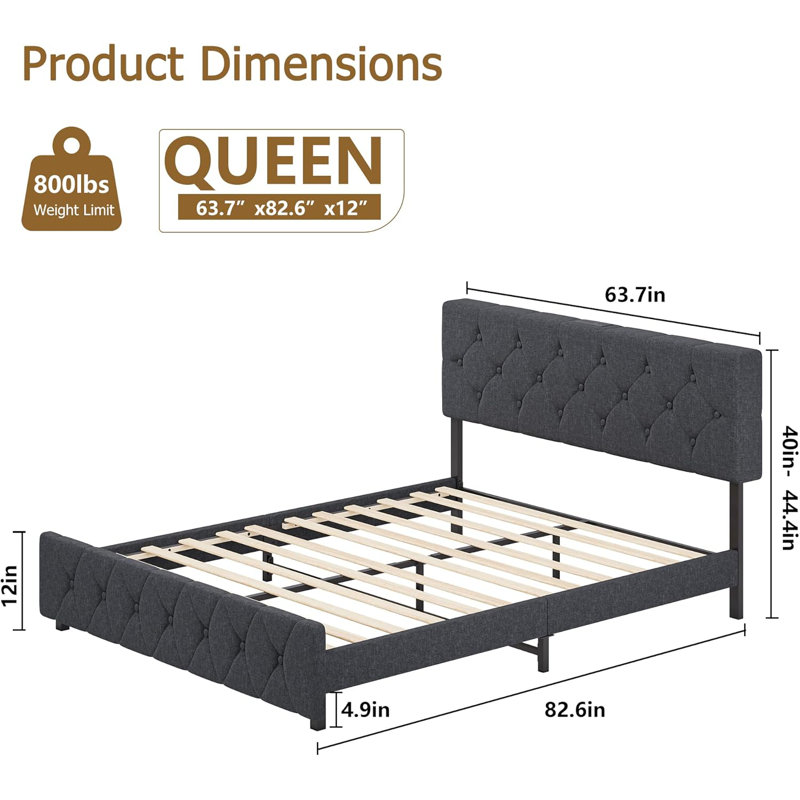 Upholstered Platform with Adjustable Headboard