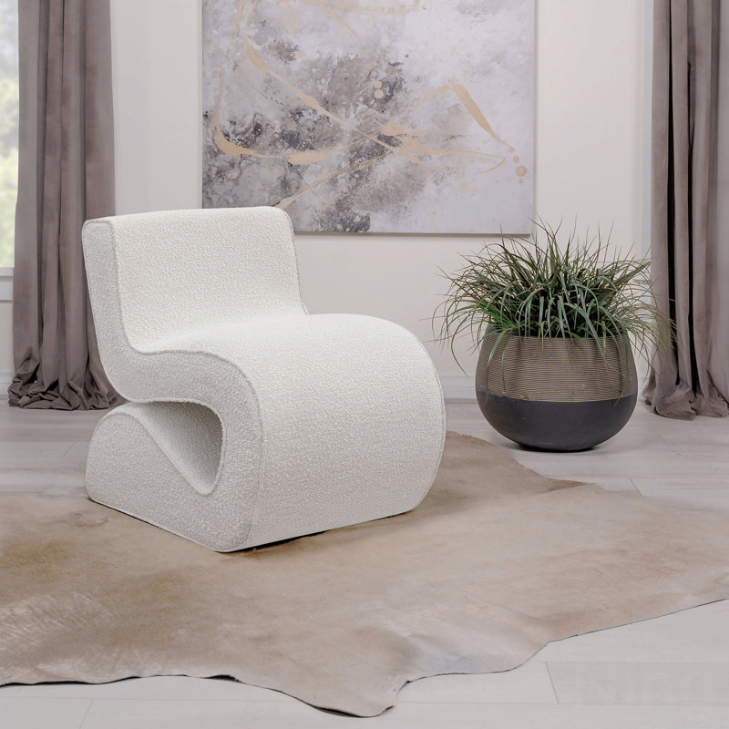 Chaise courbée incurvée crème Boucle, Crème