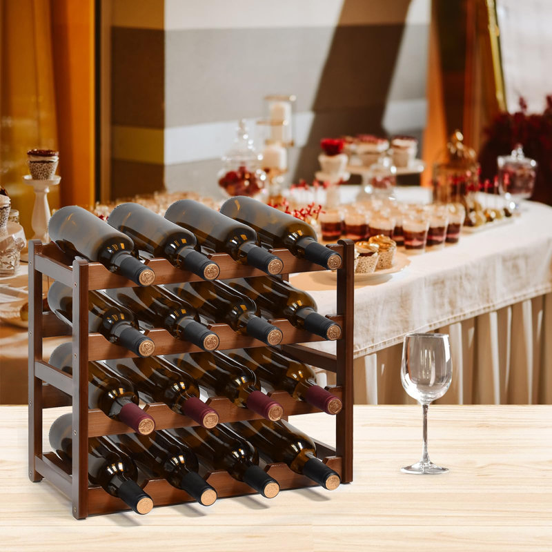Alfret 16 Bottle Tabletop Wine Bottle Rack Brown